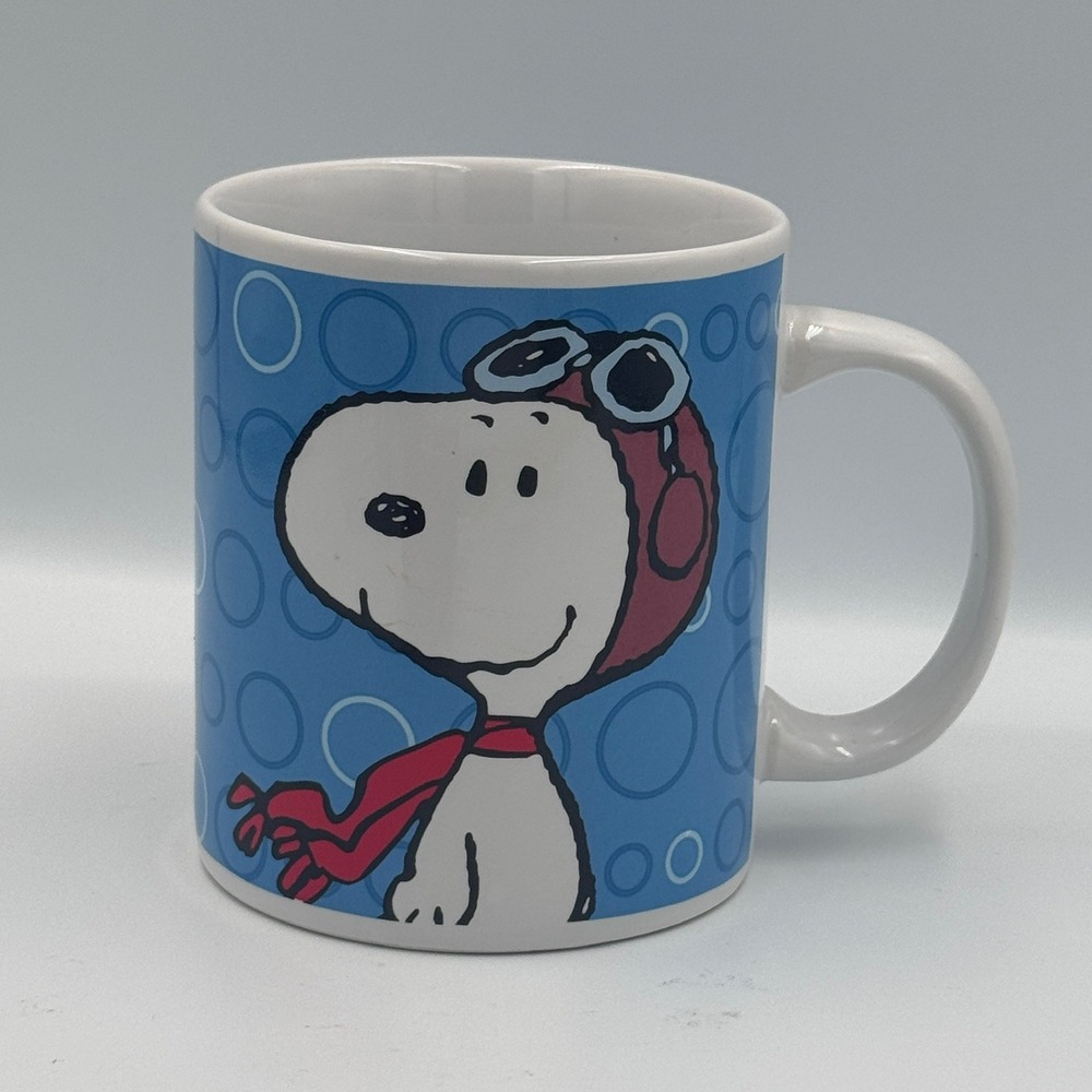 Vandor Peanuts Snoopy Flying Ace Coffee Mug Blue Life Is Too Short Quote 2010